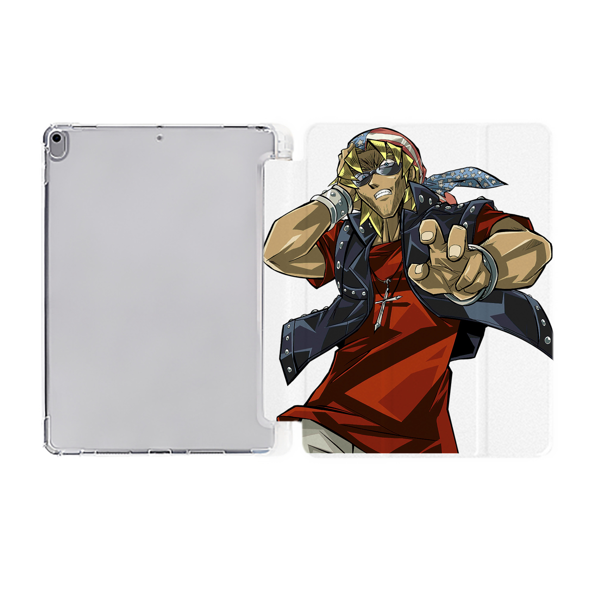 （画像用） 遊☆戯☆王 Yu-Gi-Oh! IPad ケース ペン収納付き 三つ折りスタンド PUレザー×シリコン 対応機種9.5/10.5/10.9インチ